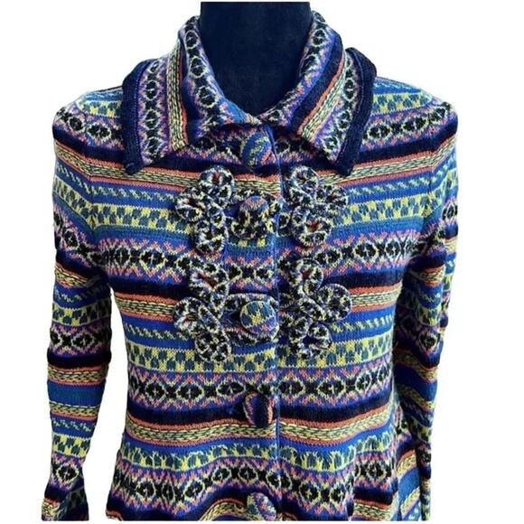 Anthropologie Sleeping on Snow Long Nordic Style Sweater Dress / Jacket Size S - Picture 8 of 14